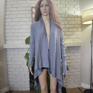 Lululemon Reflection Wrap Cardigan Cashmere Bamboo Blend Gray Open Front Hi Lo